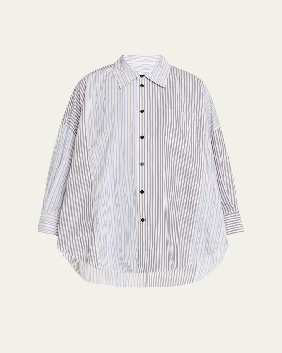 Multi-Striped Oversized Button-Down Shirt